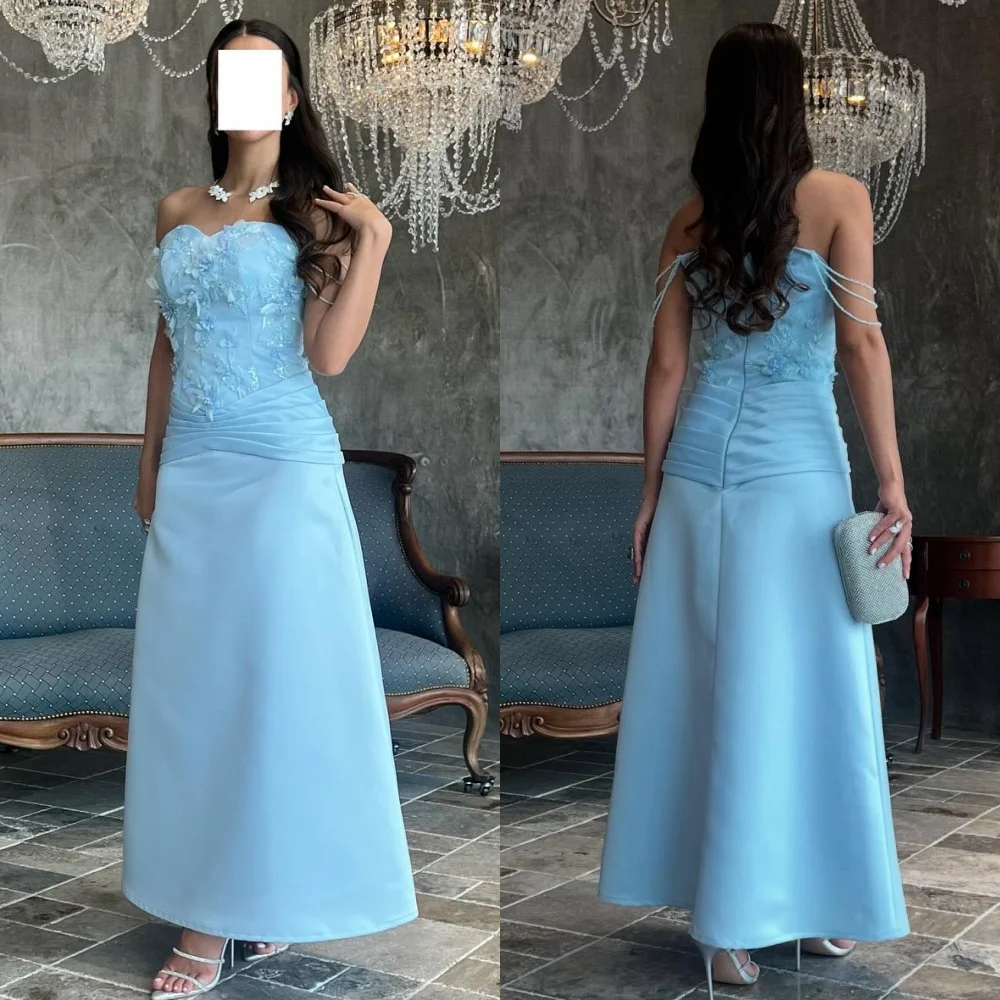 Vestidos hasta el tobillo sin tirantes rectos con cuentas de flores hechas a mano Charmeuse Retro de estilo moderno personalizado vestidos para ocasiones a medida