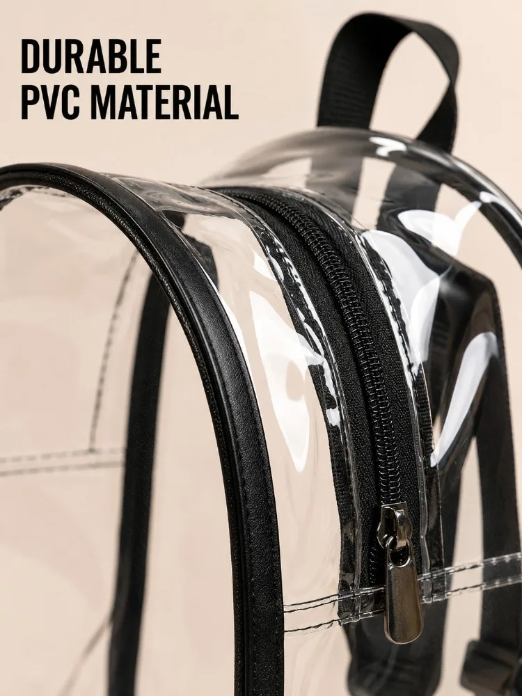 Clear Backpack Transparent PVC Bookbag Stadium Approved See Through Bag For School Concert Security Travel Backpack Unisex