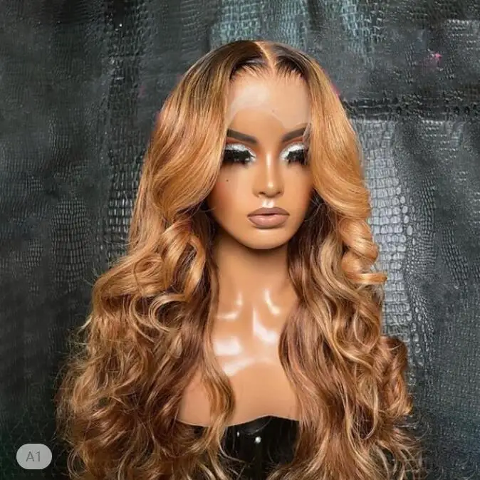 Ombre blonde Wave 5x5 Base in seta 26 pollici parrucca ebrea dei capelli umani capelli del bambino HD pizzo capelli europei prepizzicati Glueless moda quotidiana