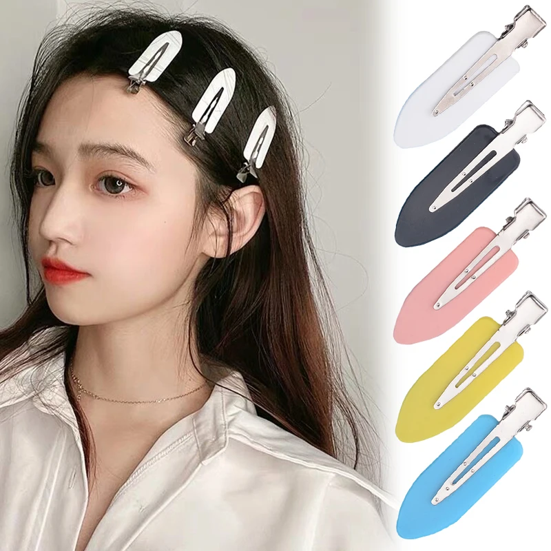 4 pezzi di barrette di colore solido per le donne ragazze moda multicolore frangia laterale trasparente Fix frangia fermaglio per capelli piatto senza cuciture fermaglio per capelli