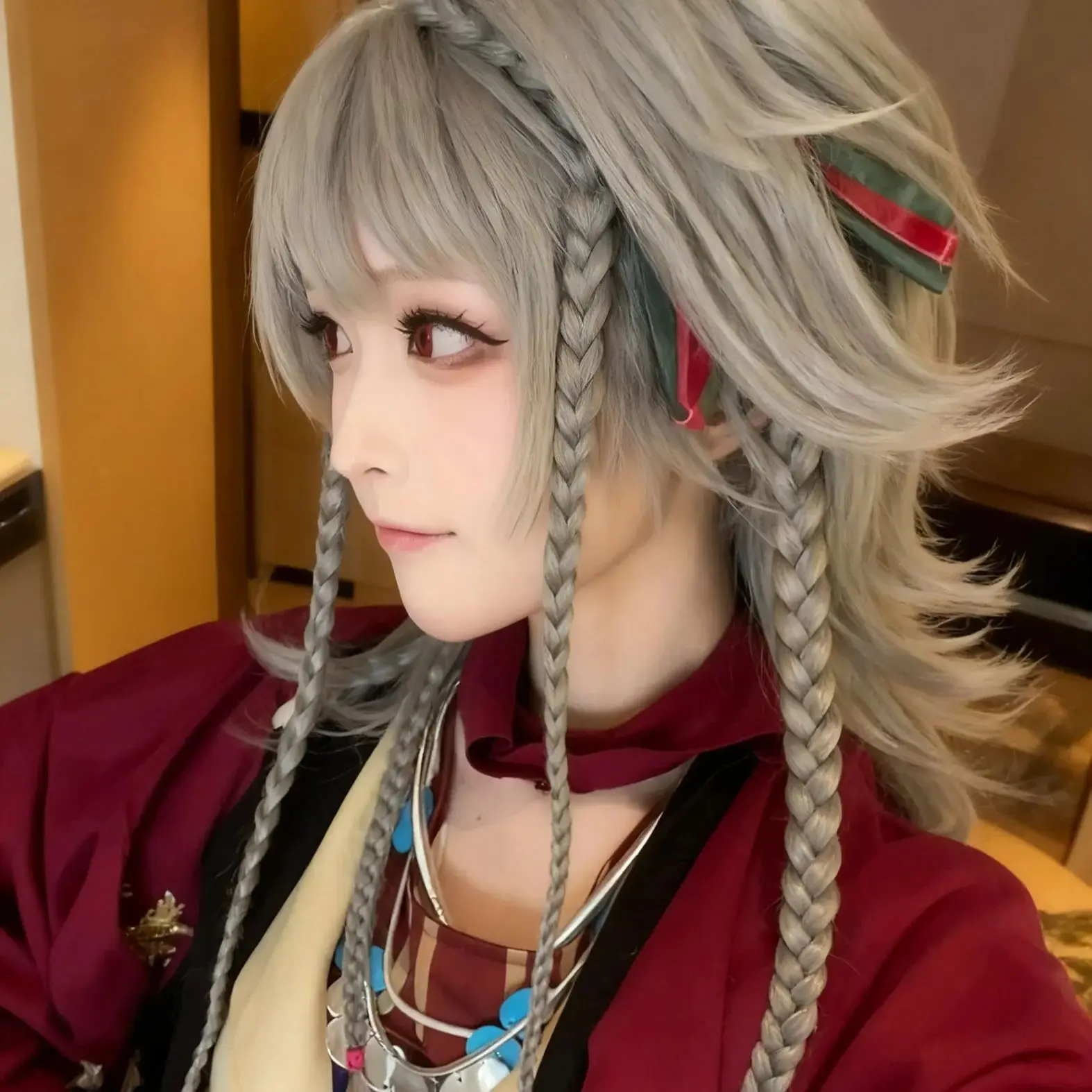 

GAME Reverse 1999 Рубана Косплей Парик 100 см светло-серые длинные волосы Синтетический парик + шапочка для парика Парик для Хэллоуина