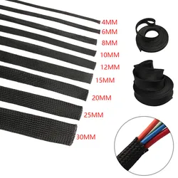 3/5 meters Black Insulated Braid Sleeving 1-50mm Tight PET Wire Cable Protection Expandable Cable Sleeve Wire Gland