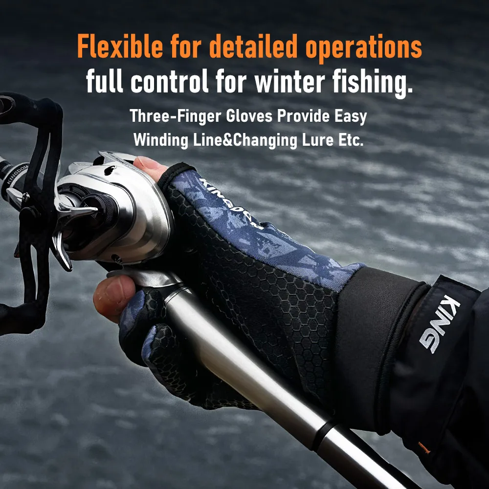 Guantes de pesca invierno con dedos descubiertos antideslizantes - imagen 3
