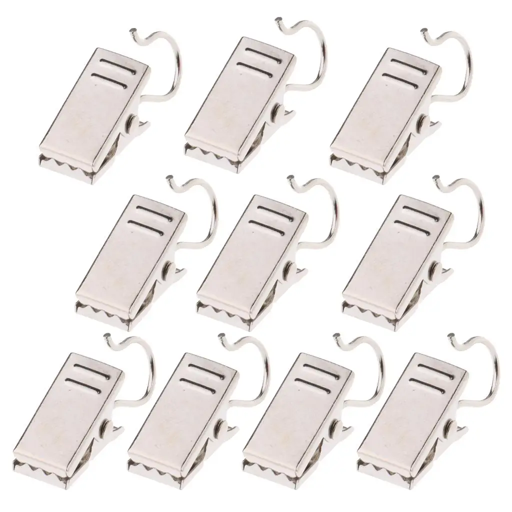 Durable Metal Curtain Clips with Hook Spring Clamps Track Carrier Rustproof Slider Clips for Laundry Hanging