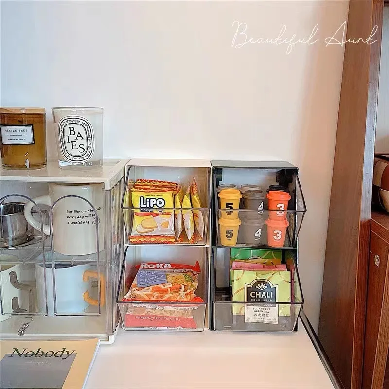 

Household Multifunctional Storage Rack High-Capacity Acrylic Desktop Organizer Bedroom Snack Coffee Stackable Storage Box