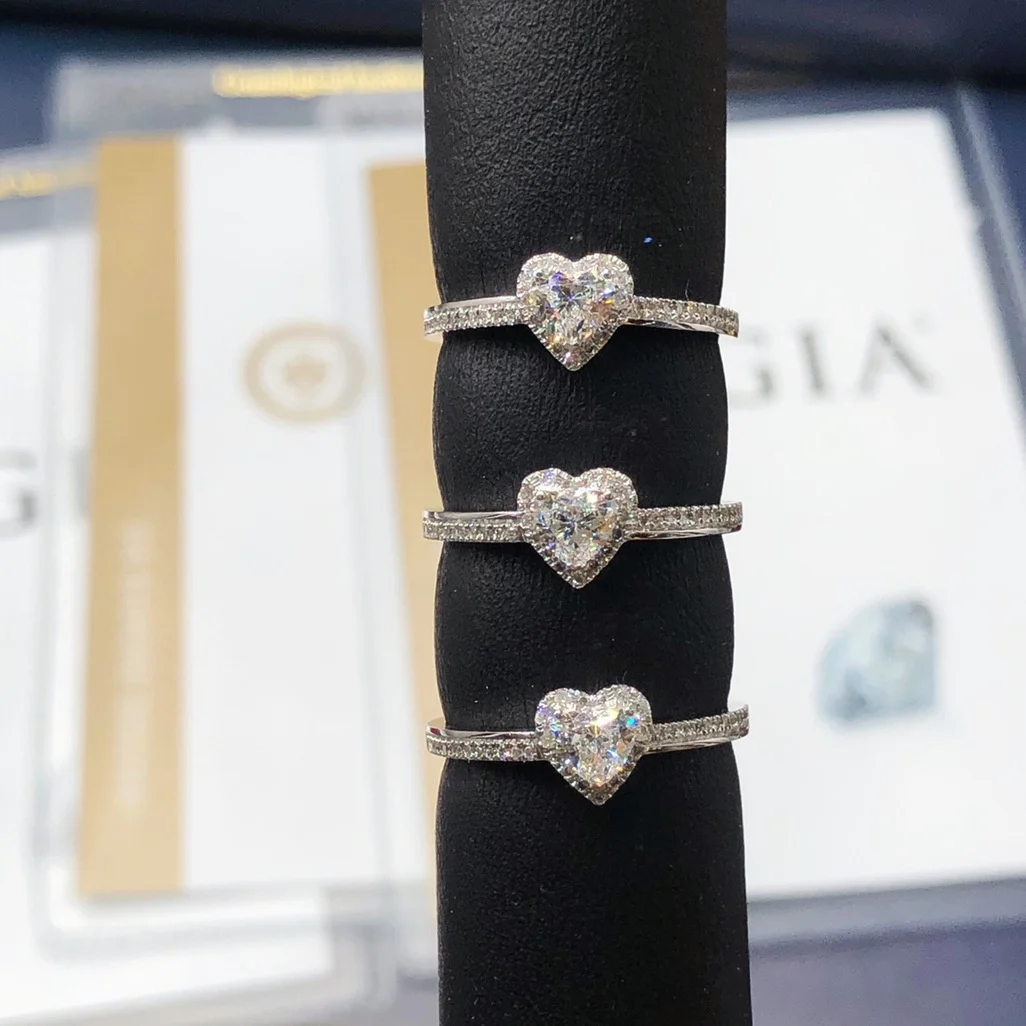 

Luxury 1 Carat Heart Cut Diamind Zircon Halo Engagement Wedding Ring For Women DE VVS 1ct Lab-grown Diamond Bridal Fine Jewelry