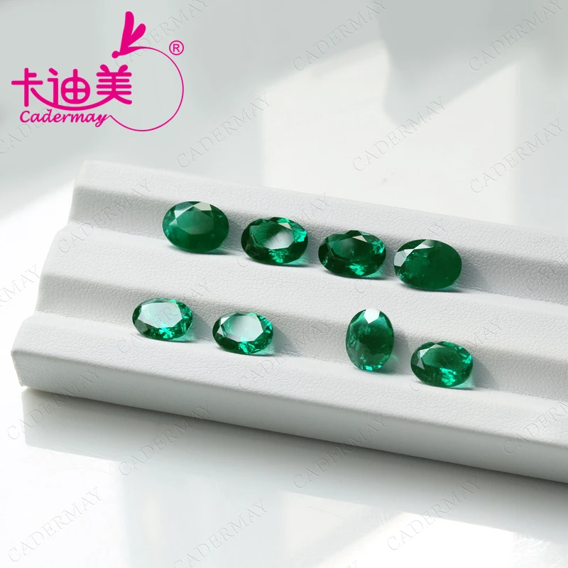 

CADERMAY Lab Grown Hydrothermal Colombia Muzo Emerald With Inclusions Gemstone Oval Shape For Jewelry Making