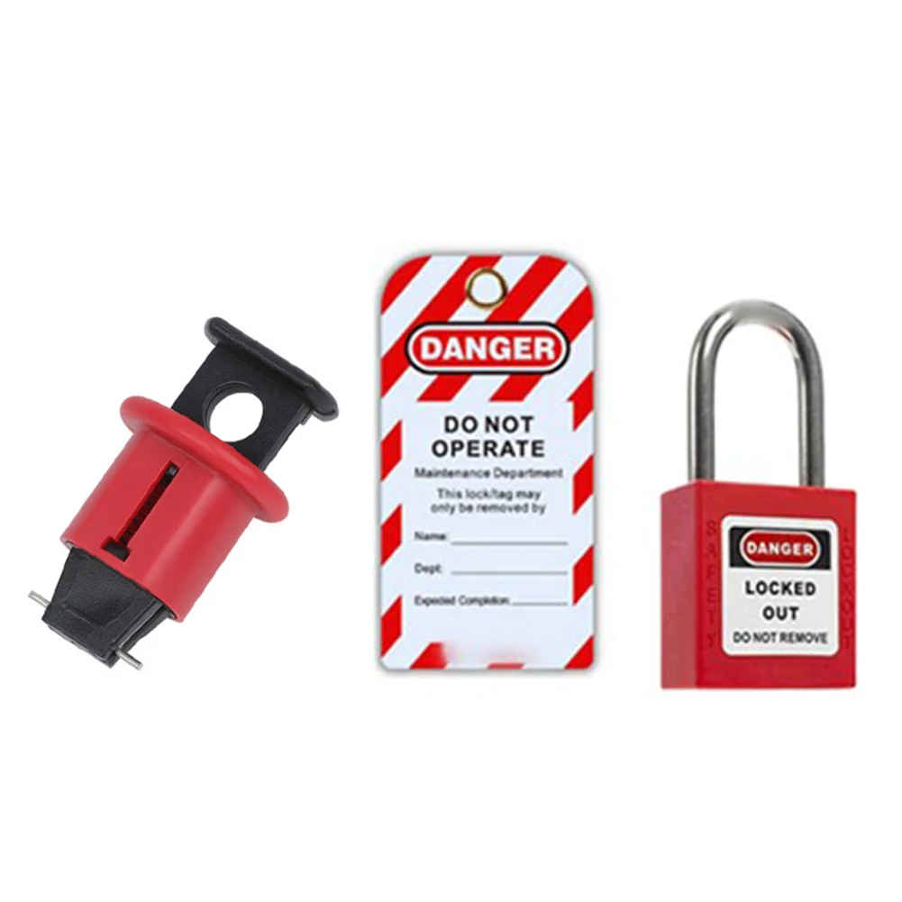 Compliance With Safety Isolation Procedures Circuit Breaker Lock Black And Red Circuit Breaker Lock Enhanced Technician Safety
