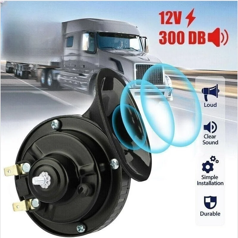 12V Car Snail Air Horn Waterproof Train Horn Dual-tone Loud Signal Super Loud Horn for Motorcycle Car Truck