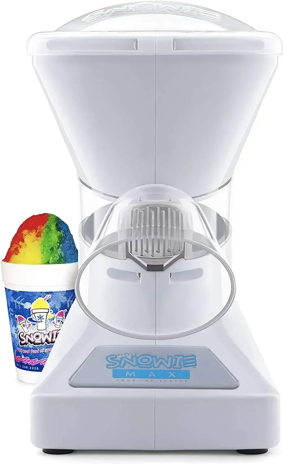 SNOWIE - Little Snowie Max Snow Cone Machine, Premium Shaved Ice Maker, Powder Sticks Syrup Mix, 6-Stick Kit, White