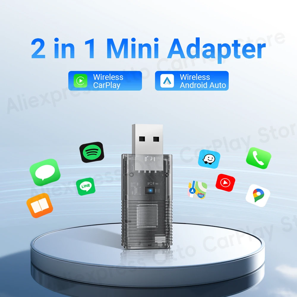 Wireless Android Auto CarPlay Adapter 2 In 1 Mini Box Fast Connect Car Accessories Father's Boyfriend's Husband's Birthday Gift