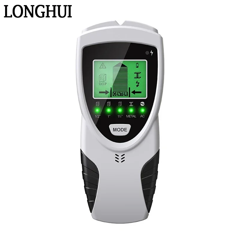 

SH301 5 In 1 Metal Detectors Find Metal Wood Studs AC Cable Wires Depth Tracker Wall Scanner Stud Green Backlit LCD HD Display