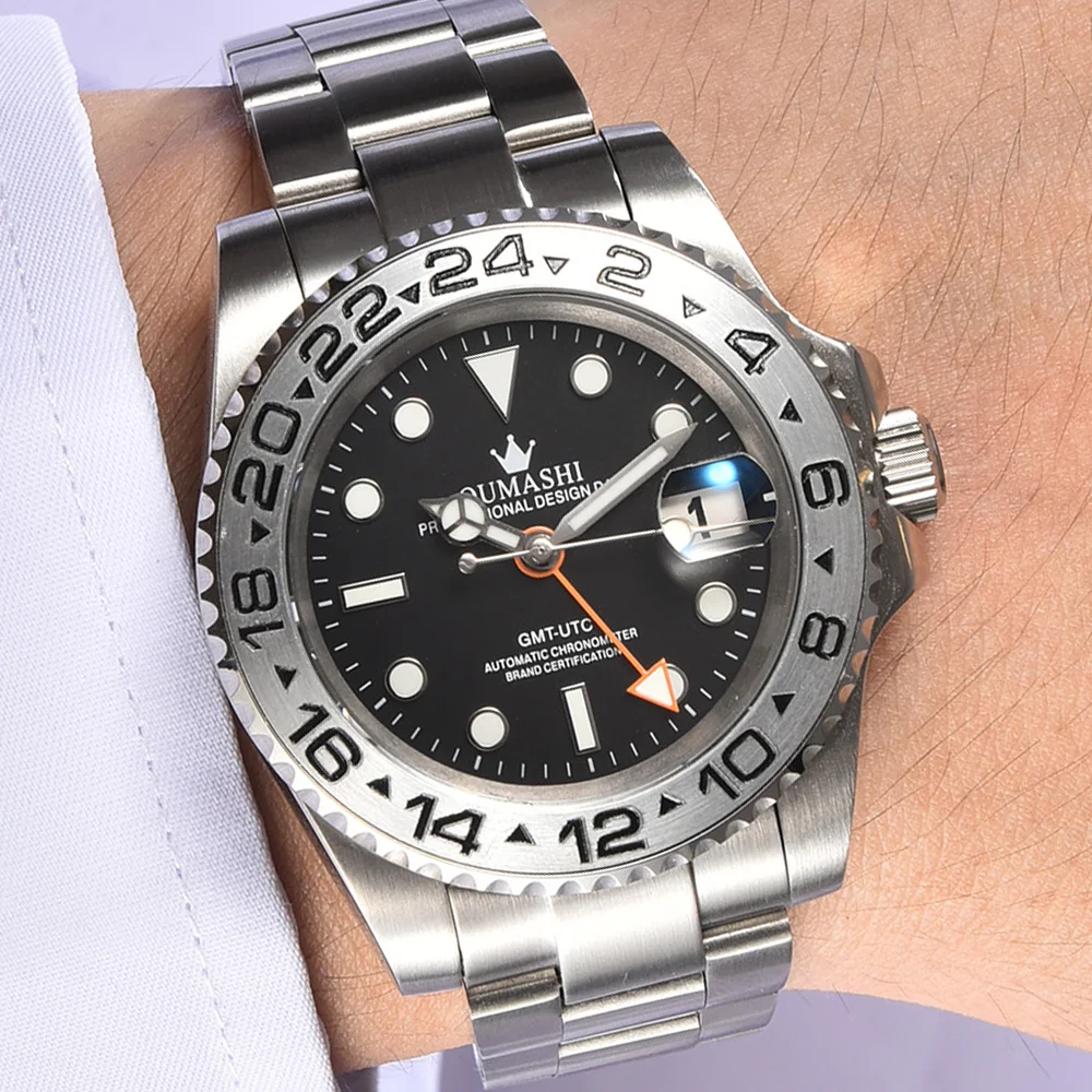 Orologi da uomo di lusso Orologi GMT Movimento automatico Orologi meccanici Orologi impermeabili in vetro zaffiro Orologi con movimento NH34