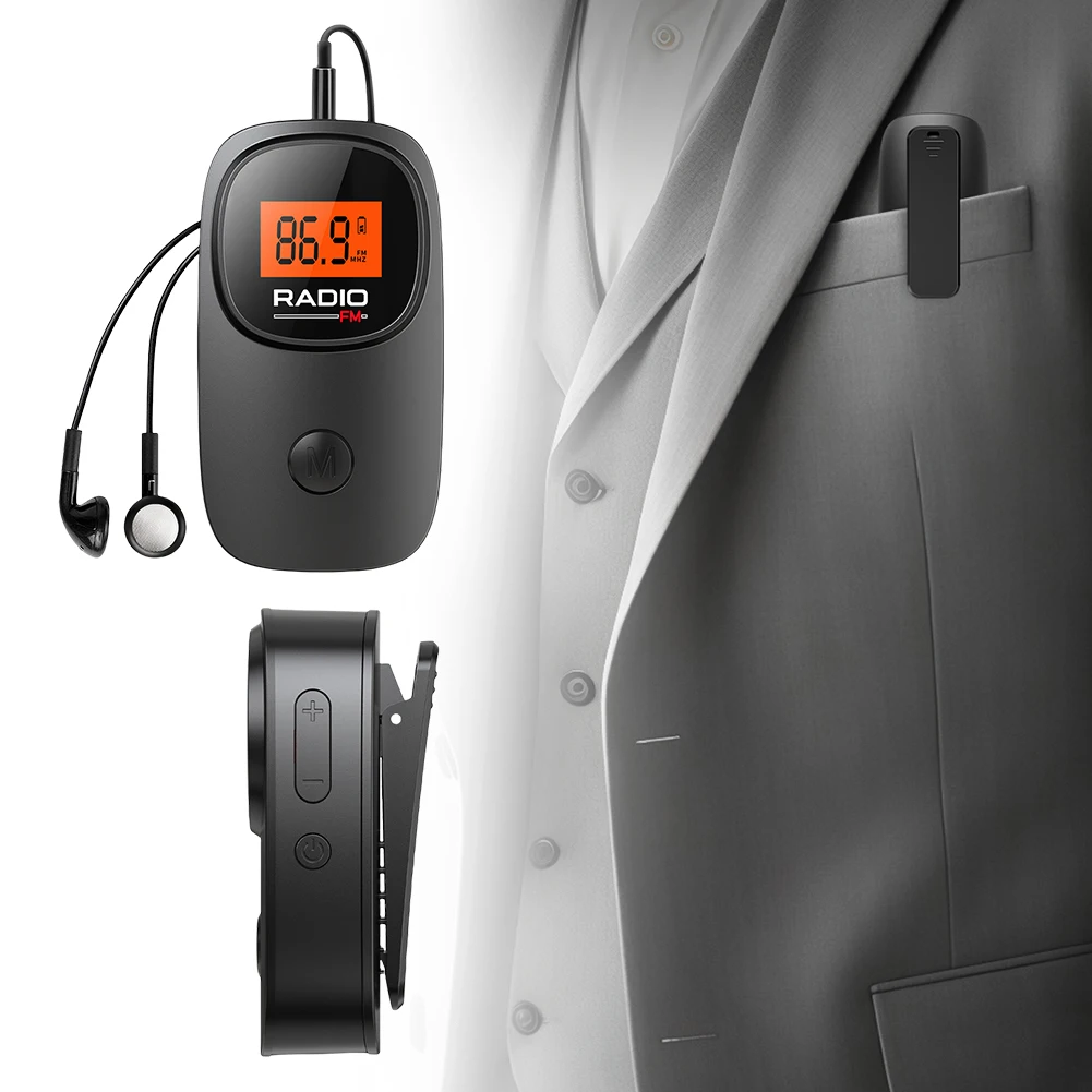 راديو جيب صغير للضبط الرقمي مع راديو يعمل بالبطارية لسماعة الأذن للمشي والركض #5