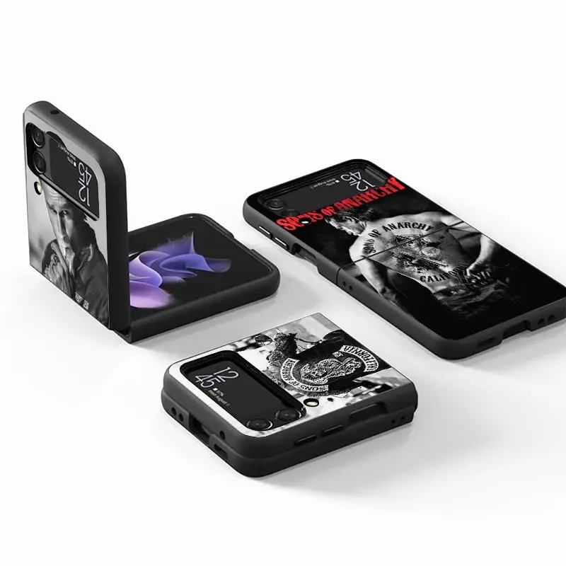 Sons Of Anarchy Black Z Flip 4 Phnoe Case For Samsung Z Flip 3 5 5G Black Hard Shell Galaxy ZFlip3 ZFlip4 ZFlip5 Unique Cover Lu