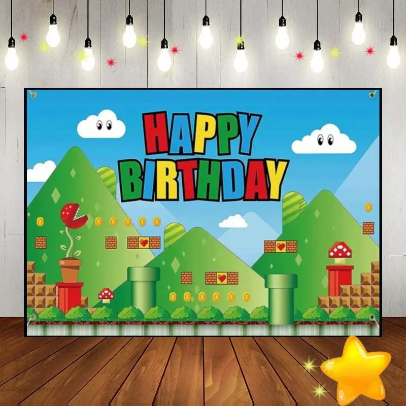 

Video Game Computer Background Photo Bar Birthday Decoration City of Liberty Custom Backdrop Photography Backdrops Freedom Hot