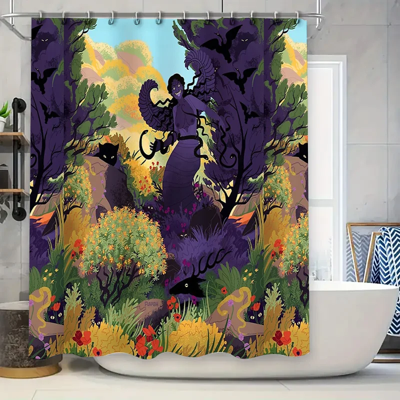 

Gothic Floral Bat Shower Curtain Dark Academia Home Decor Halloween Spooky Vintage Victorian Ethereal Wall Tapestry Room Divider