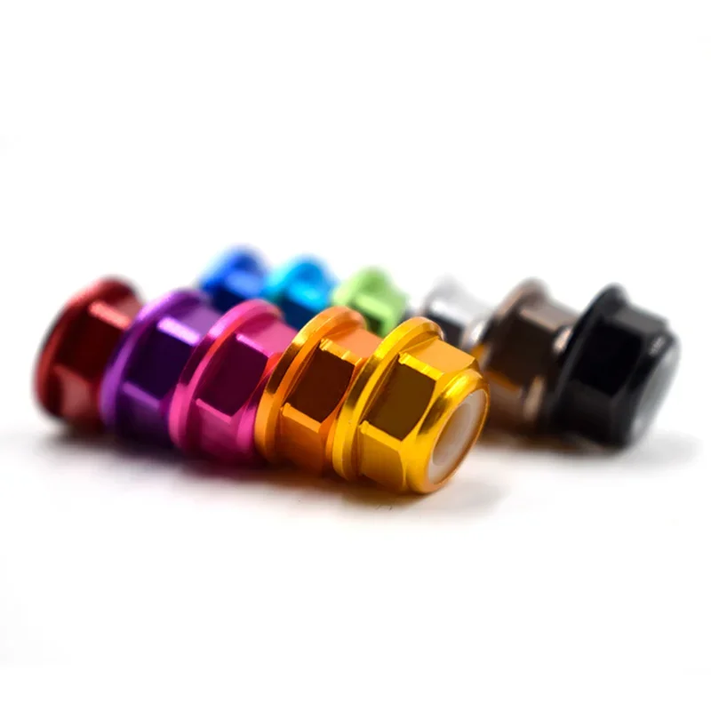 10PCS M4 Aluminum Lock Nuts Nylon Nut Alloy Flat Cone Cup Head Screw Gasket Self-Tightening for RC Car Drone DIY Parts