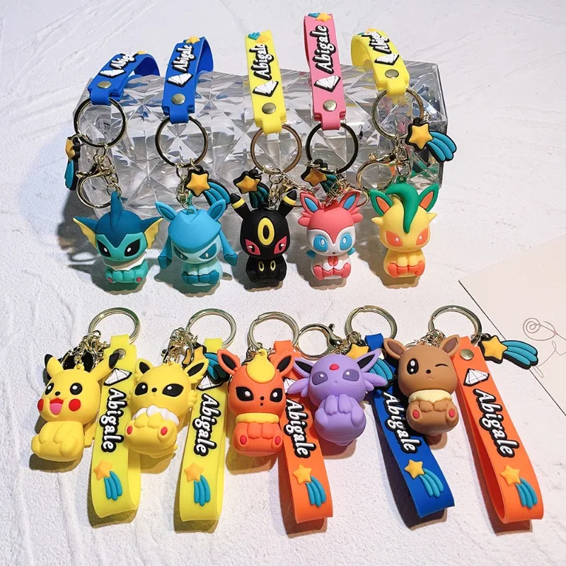 Pokémon Cartoon Keychain Pendant Kawaii Pikachu Eeveelution Espeon Umbreon Sylveon Glaceon Backpack Pendant Keychain Toys Gifts