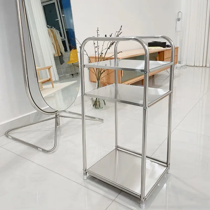 

Modern Sofa Side Table Stainless Steel Coffee Table Living Room Corner Tables Multi Functional Storage Rack Kitchen Small Tables