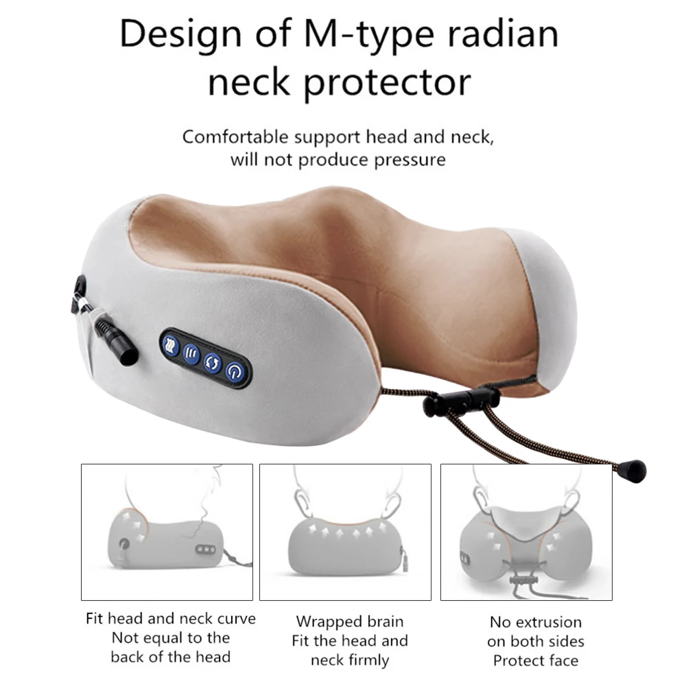 Multifunctional Electric Neck Massager U Shaped Pillow Portable Shoulder Cervical Massager Travel Home Car Relax Massage Pillow