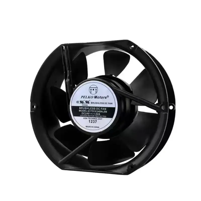 For PELKO Motors G1751X24BALB6 DC 24V 1.02A 17251 172x150x51mm 2-Wire Dual Ball Bearing Metal Welder Server Inverter Cooler Fans