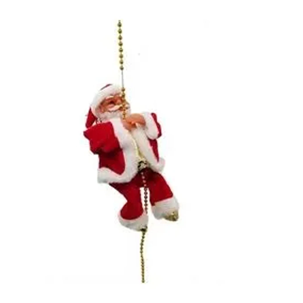 تمثال سانتا كلوز للعطلات، أحمر، ارتفاع 25 سم، مضيئة، موسيقي، بوليستر، بولي بروبيلين، ديكور عيد الميلاد، ديكور المنزل، #1