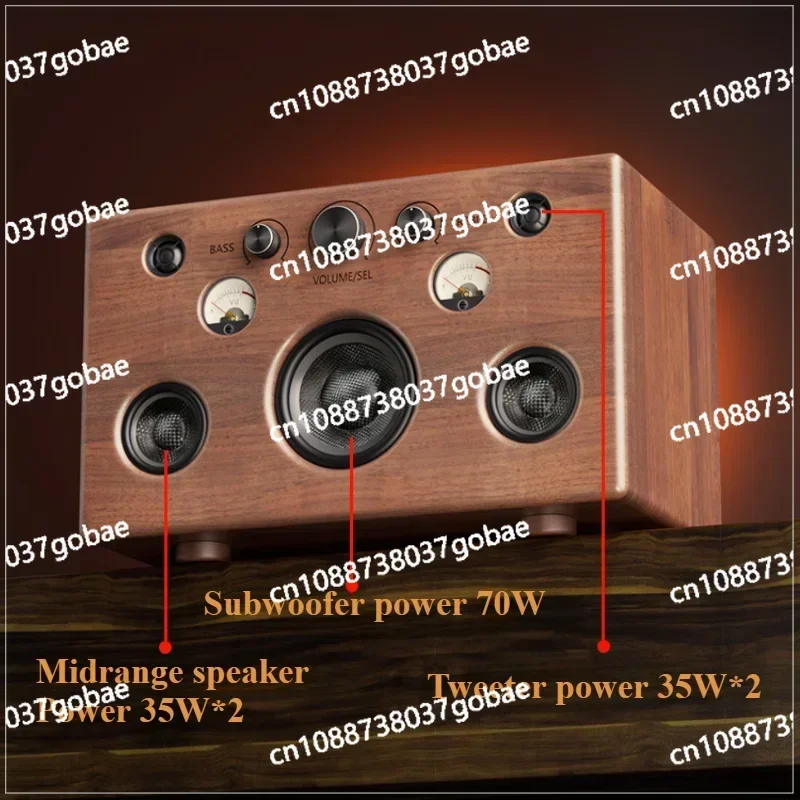 Retro Solid Wood Audiophile HIFI Bluetooth Speaker Home Living Room Mobile Phone U Disk Audio High Sound Quality Heavy Subwoofer