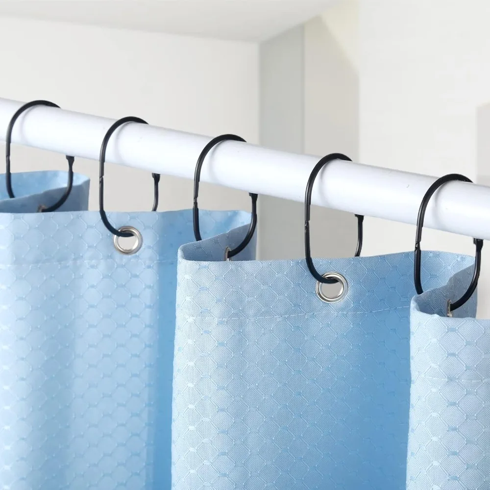 10/20 Pcs cBlack Metal Oval Shower Curtain Rings Rustproof Smooth Glide Snap Hooks For Shower Curtain Rod