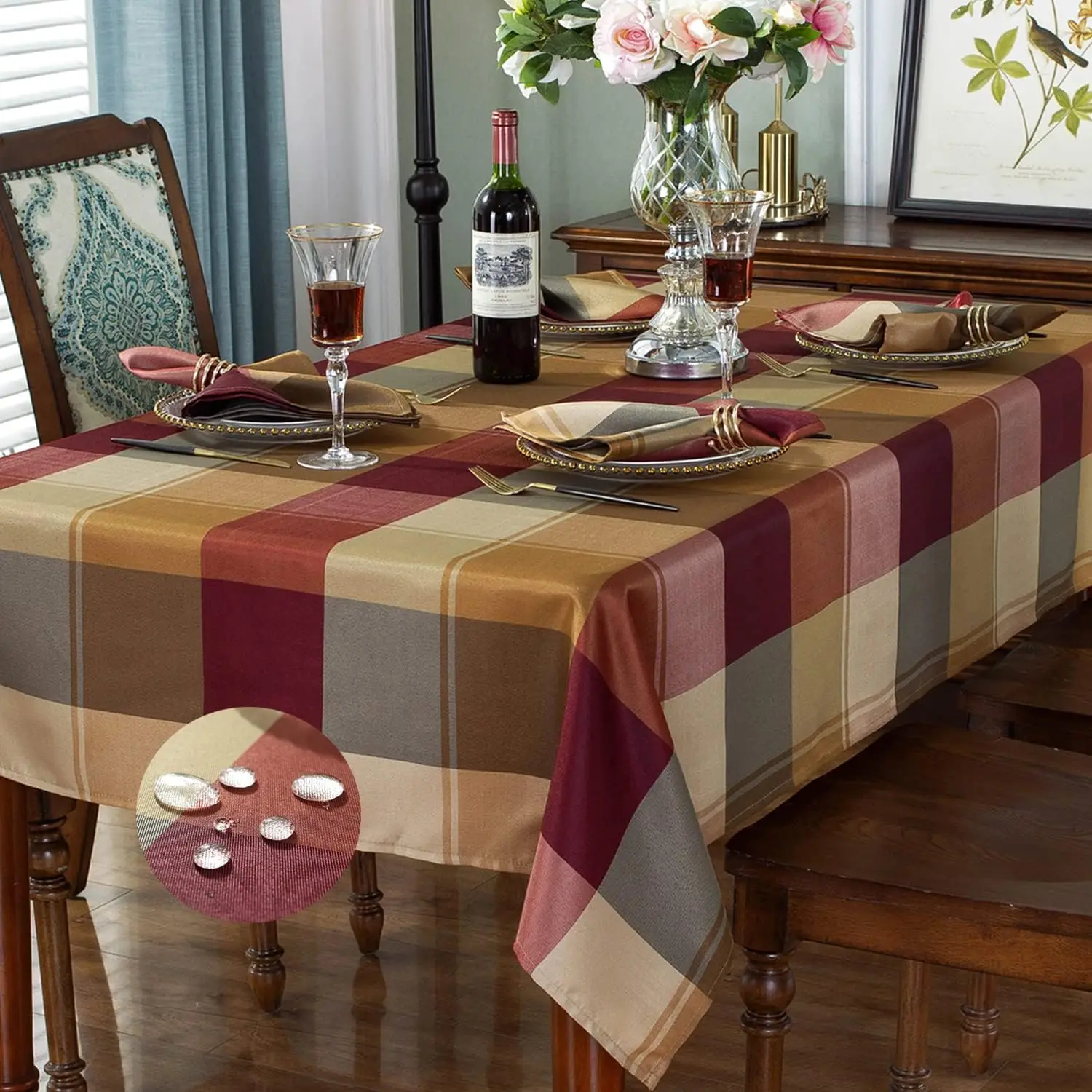 

Rectangle Tablecloth 60 x 102 Inch Checkered Table Cloths Spillproof Anti-Shrink Soft and Wrinkle Resistant Decorative F