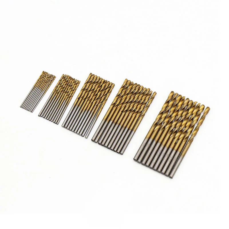 50Pc Titanium Coated Drill Bits HSS High Speed Steel Drill Bits Set Tool Multi Function Metal Drills Power Tools 1/1.5/2/2.5/3mm