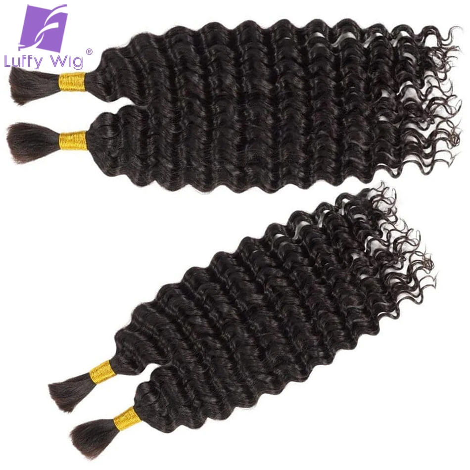 Bulk Human Hair No Weft for Braiding Deep Wave Full Ends Highlight Mixed Color Bulk Human Hair Bundles Wholesale for Boho Braids