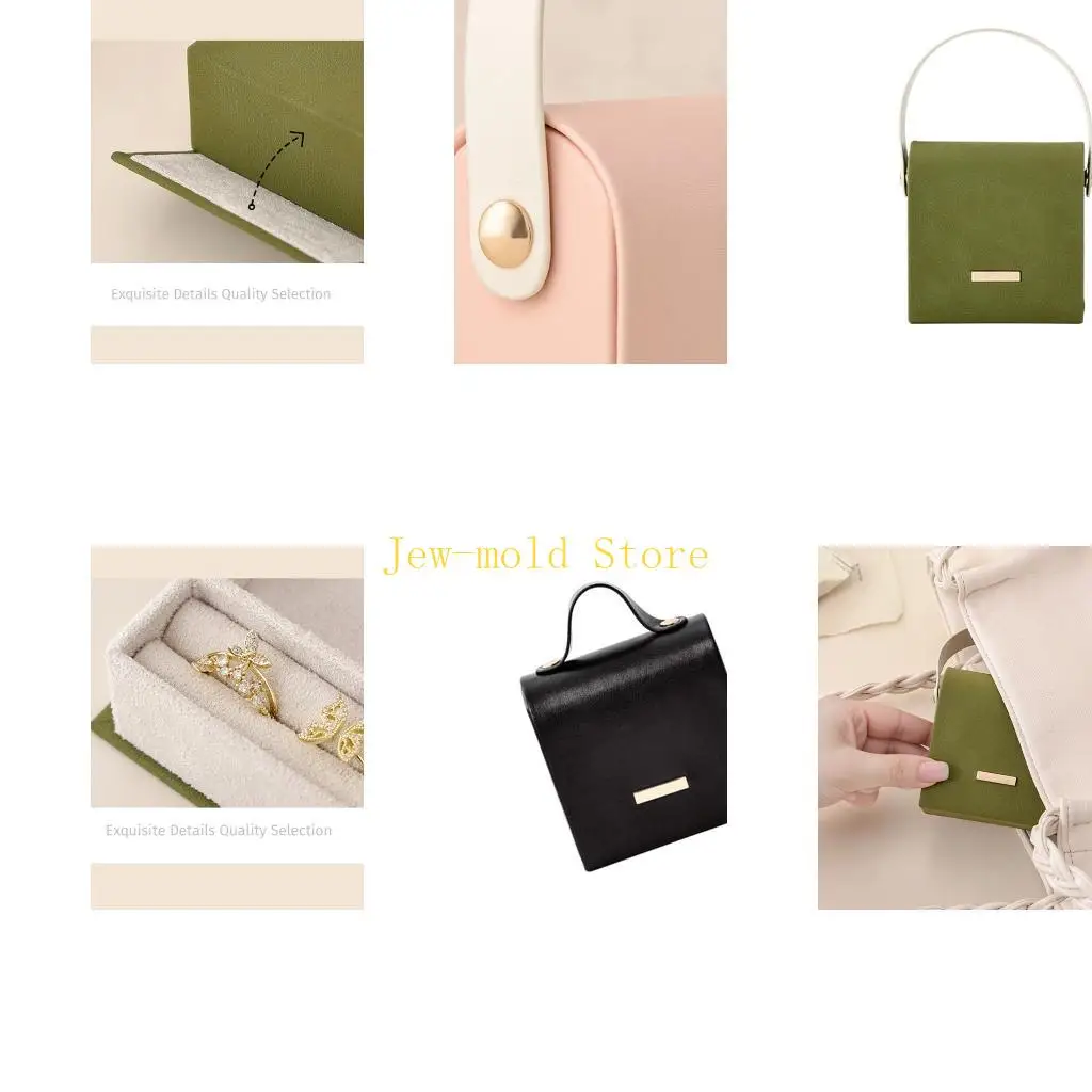 

C71B Compartment Jewelry Case Portable Cosmetic Storage For Daily Use Sturdy PU