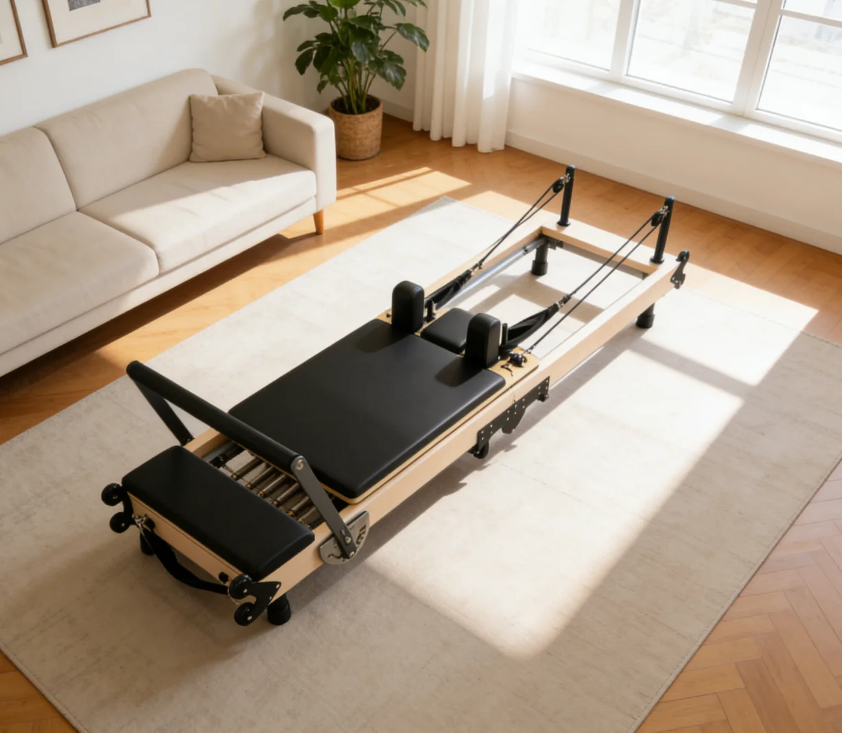 

High-Quality Foldable Maple Pilates Reformer, Portable for Home & Studio
