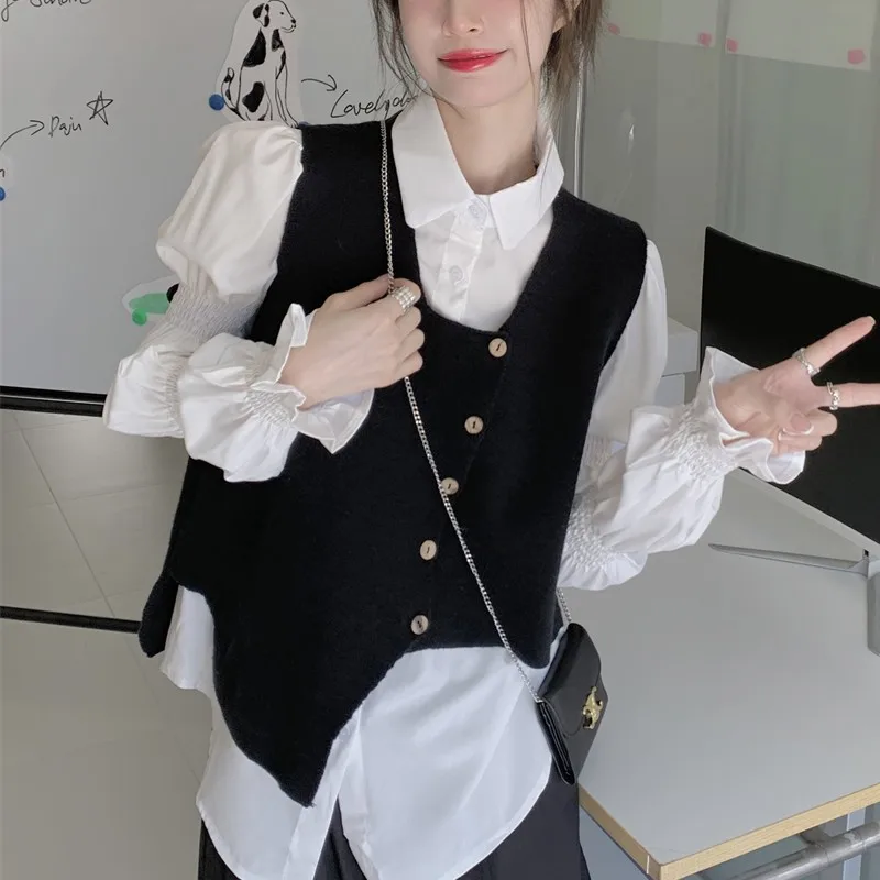 سترة محبوكة بدون أكمام بتصميم غير منتظم للنساء، ملابس خارجية متعددة الاستخدامات للربيع والخريف