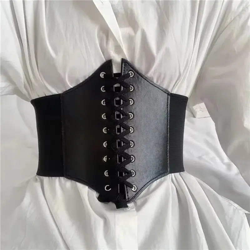

Fashion Corset Wide Belts Faux Leather Slimming Body Shaping Girdle Belt for Women Elastic Tight High Waist for Daily Wear