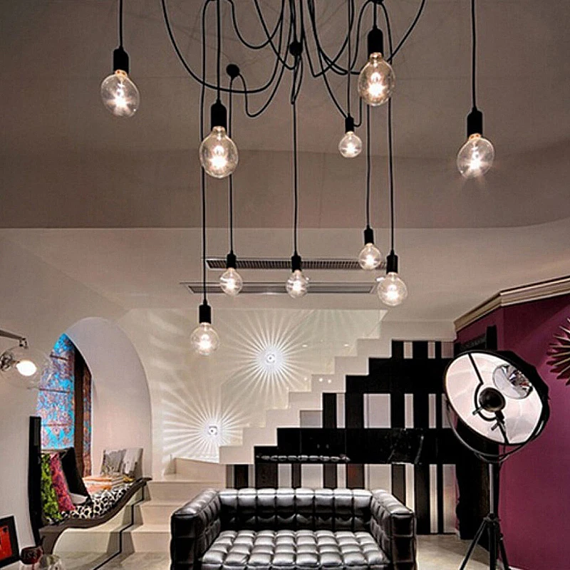 America Retro Spider Pendant Lights Classic Industrial Loft Decorative Ceiling Lamp Suitable Edison Hanging Light Bulb