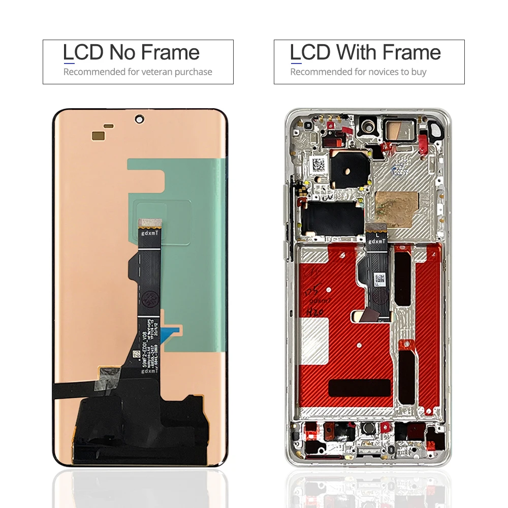 For Huawei P50 Pro LCD JAD-AL50, JAD-AL00 Display Touch Panel Screen +Frame Digitizer Assembly For Huawei P50 Pro