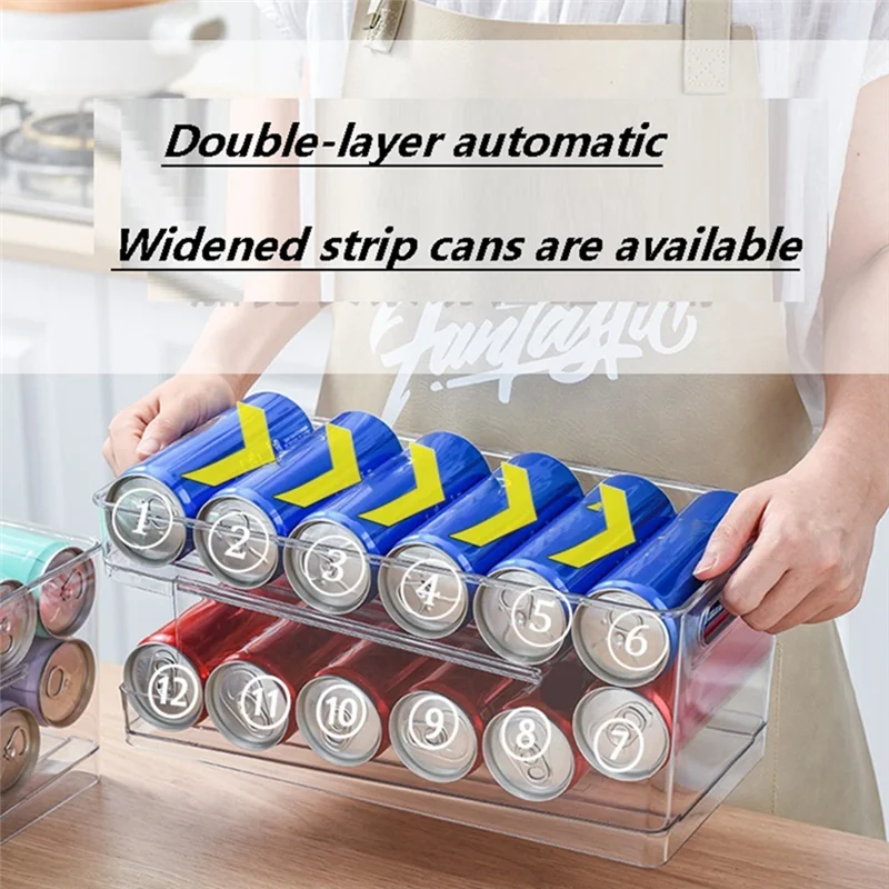 In-Fridge Clear Tall Bins - Stackable Kitchen & Home Storage Containers For Organizing Cans Of Soda-New