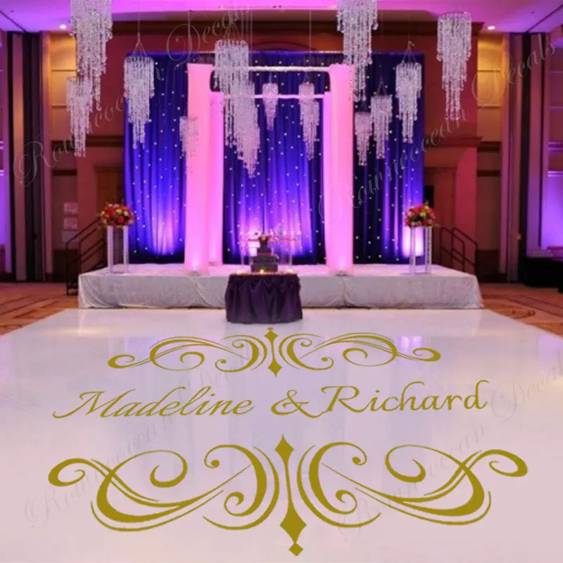 ROWNOCEAN Custom Dance Floor Decal Personalized Name Vinyl Sticker For Wedding Monogram Letters Dance Floor Decoration 4491