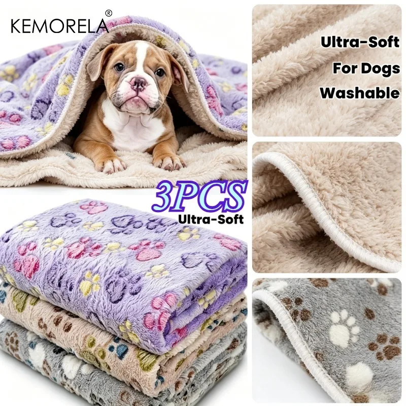 3 Stück KEMORELA ultraweiche Fleece-Hundedecken, geeignet für kleine, mittelgroße und große Hunderassen, maschinenwaschbar, Heimtierbedarf – Detail 7