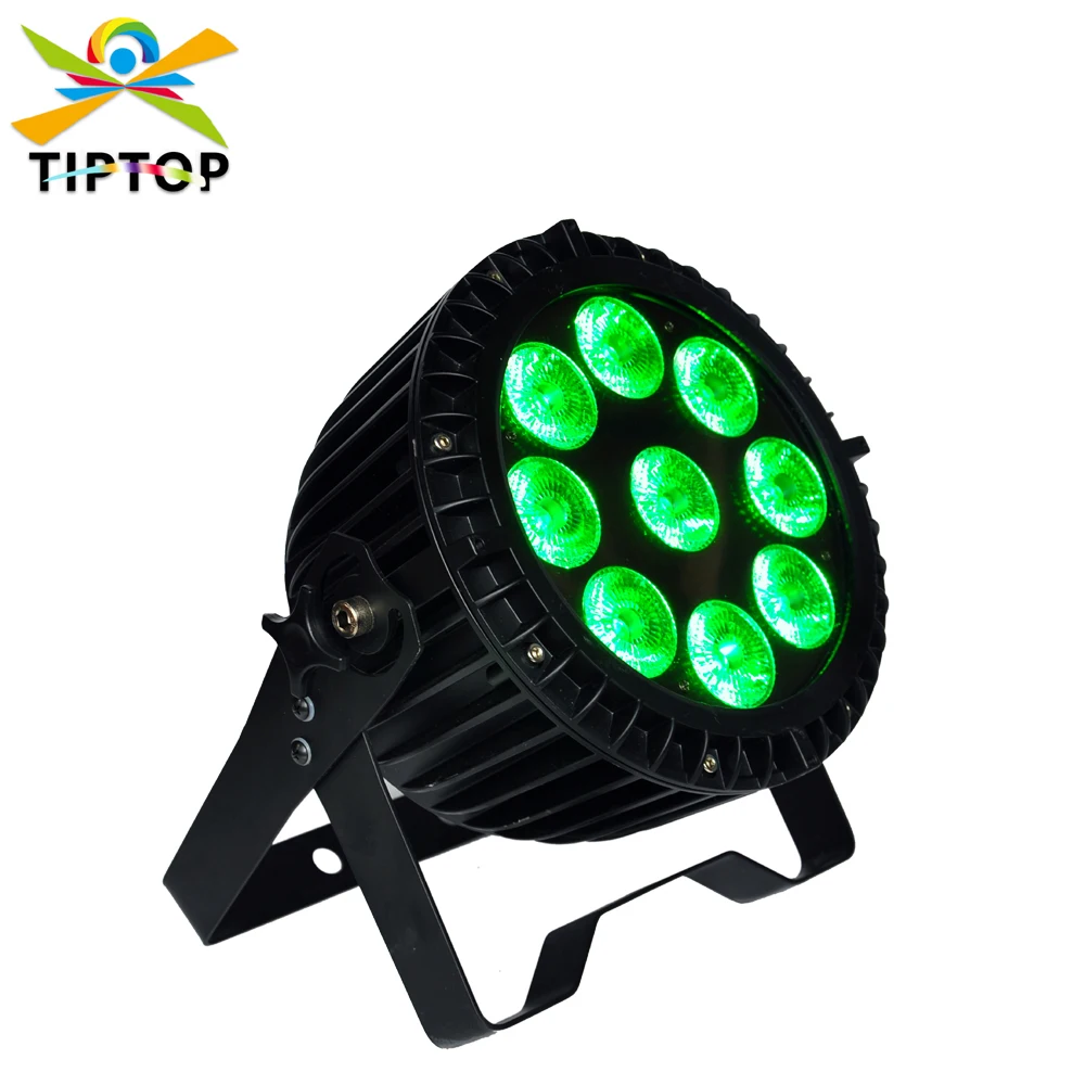 TIPTOP  No Noise 9x18W RGBWA UV LED DJ PAR Light IP65 DMX Waterproof PAR 64 Stage Lighting 6in1 Aluminum Case 110V-240V