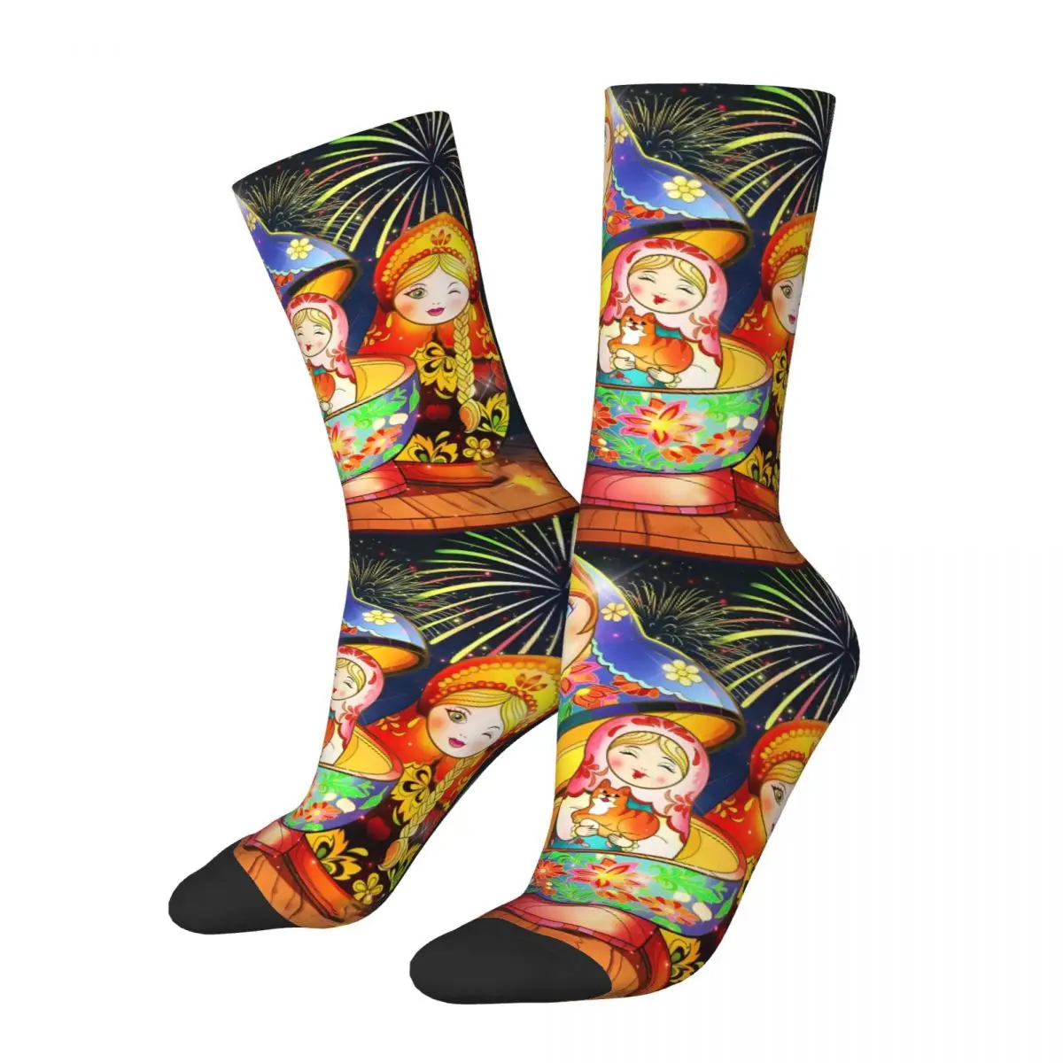 Russian Nesting Doll Art Sock Printed Man Polyester