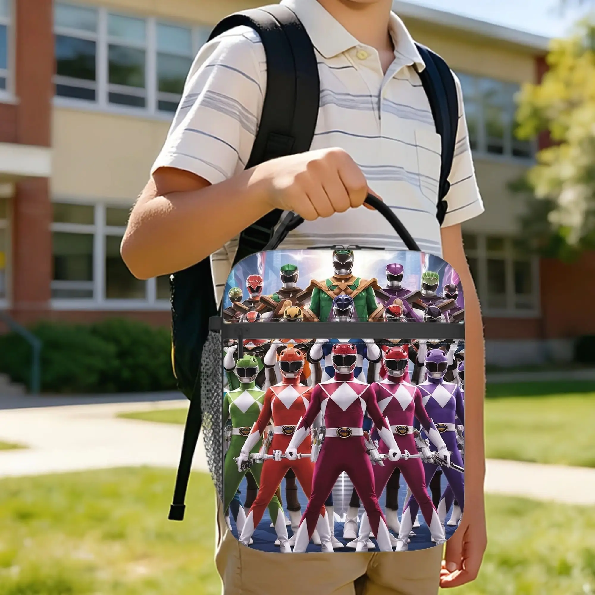 

Power Rangers Insulated Lunch Bags Portable Reusable Cooler Bag Tote Lunch Box College Outdoor Men Women