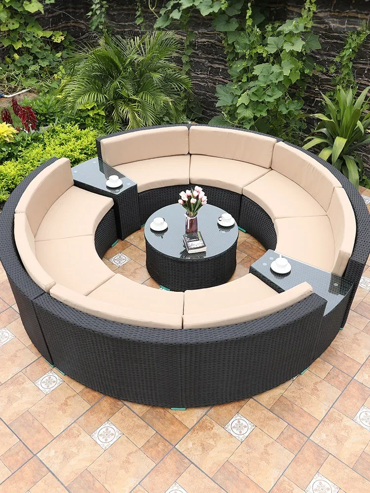 Outdoor sofa combination simple modern living room terrace villa courtyard rattan furniture outdoor