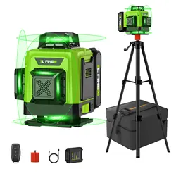 Lfine 4D 16 Lines Professional Laser Level with 39.37 Inch (1M)Tripod Horizontal Vertical Green 360° Self-leveling Nivel Laser