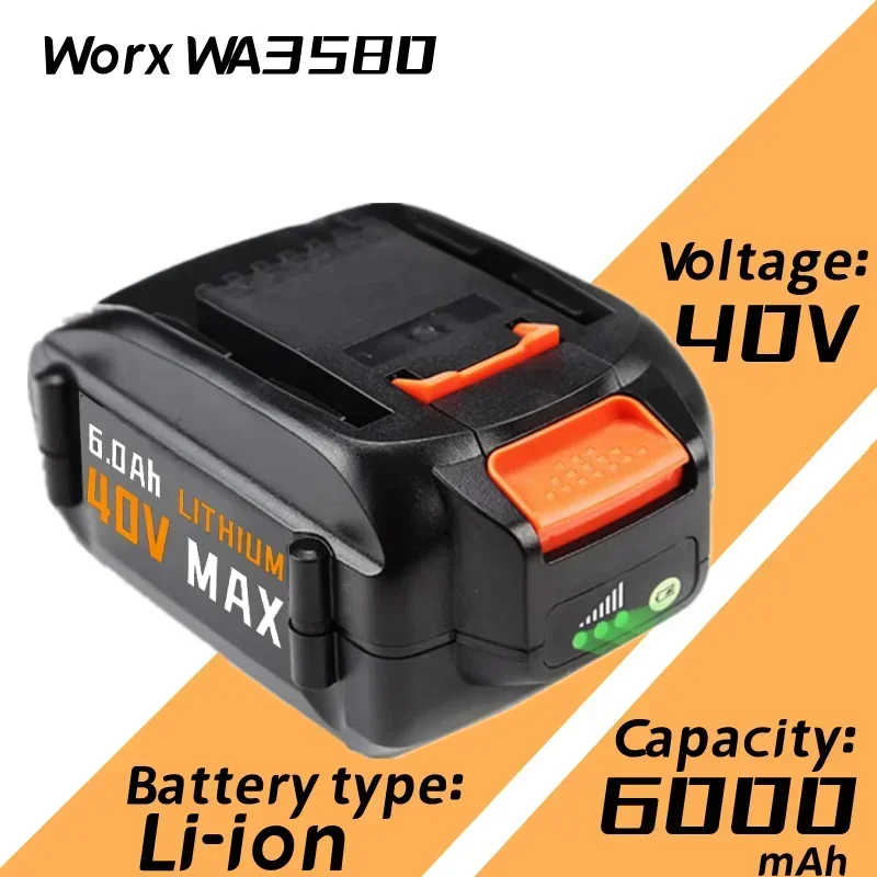 1-3 Pack 40V WA3580 Lithium-Batterie Für Worx 40V 6000mAh Batterie WG180 WG280 WG380 WG580 Ersatz Worx 40V Lithium-Batterie