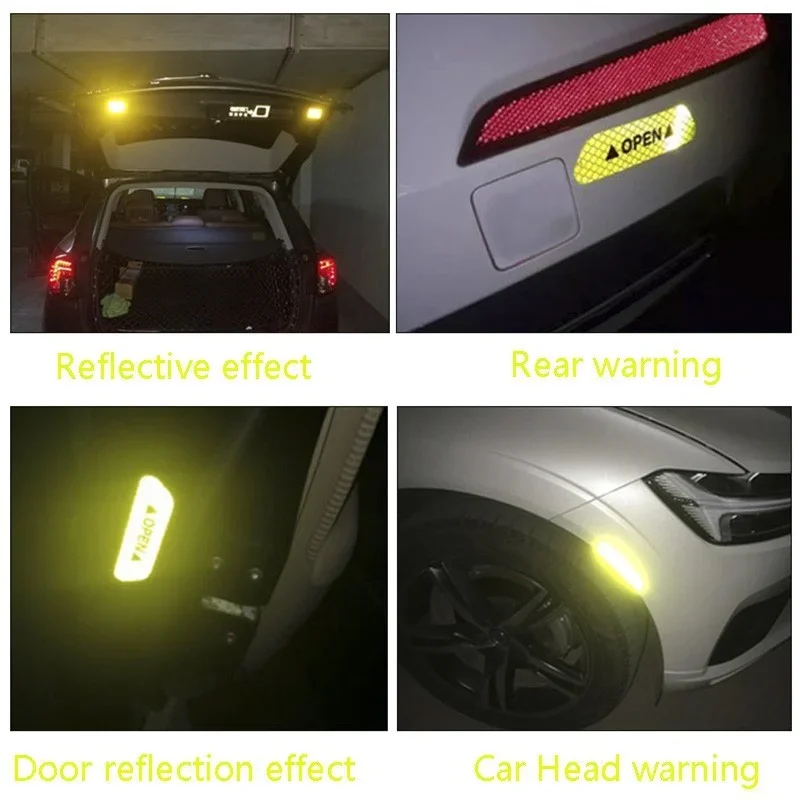 Universal Car Door Stickers, Safety Warning Mark, Open High Reflective Tape, Decal Night Auto Exterior, Motocicleta Adesivo