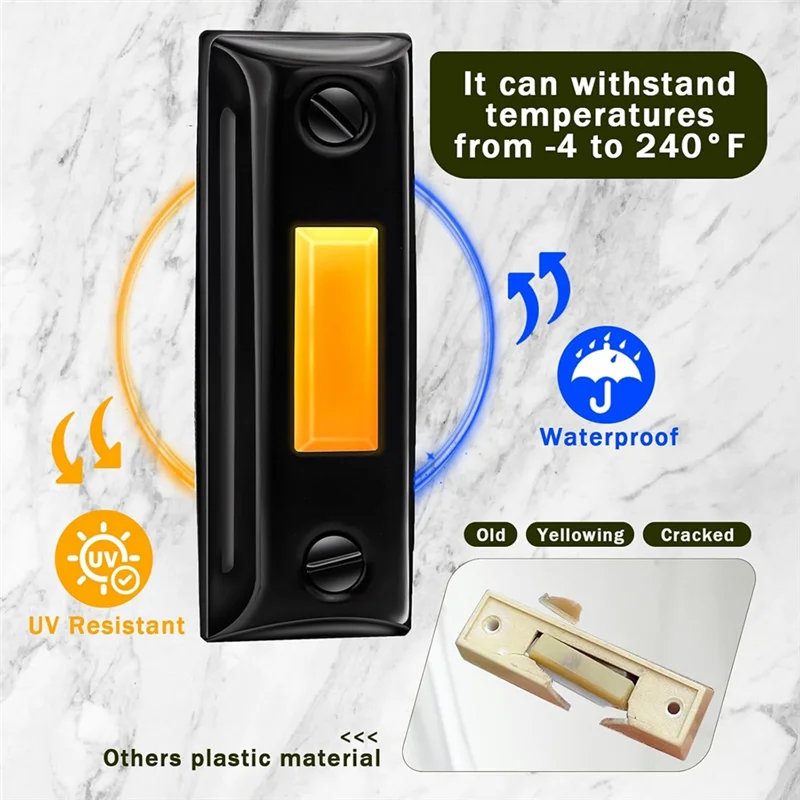 ABZV-LED Lighted Door Bell Button, Metal Doorbell Push Button, Metal Wall Mounted Wired Doorbell