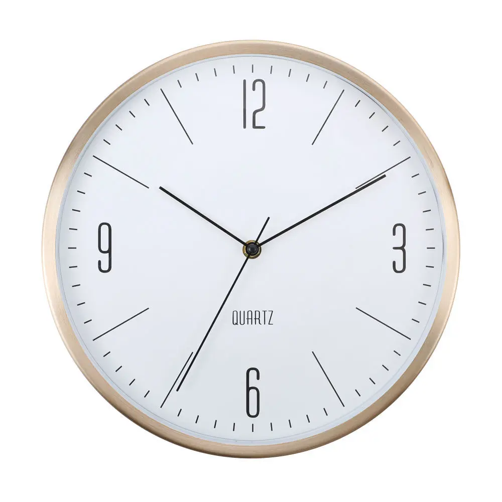 

Silent Quartz Wall Clock, Metal Brushed Border, Simple and Fashionable